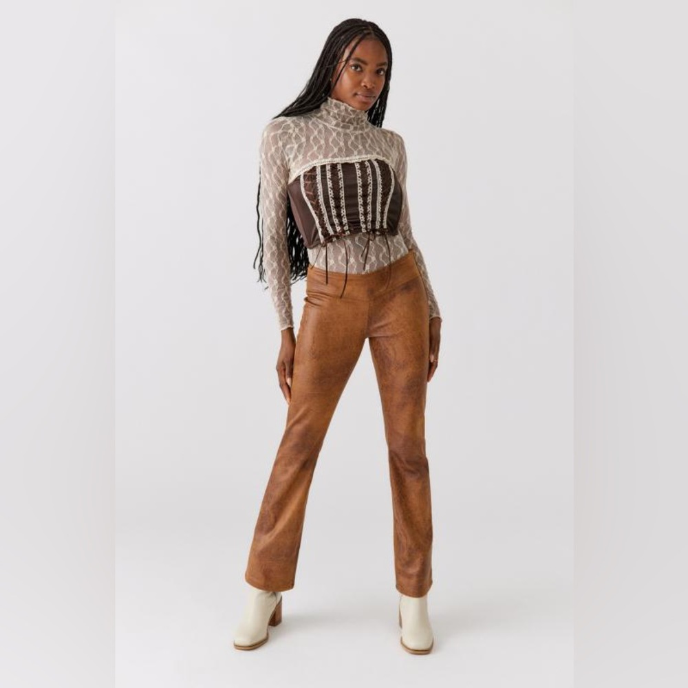 NWT UO Western Faux Suede Micro-Bootcut Pant